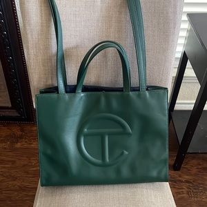 Medium Green Telfar. Comes with duster bag.